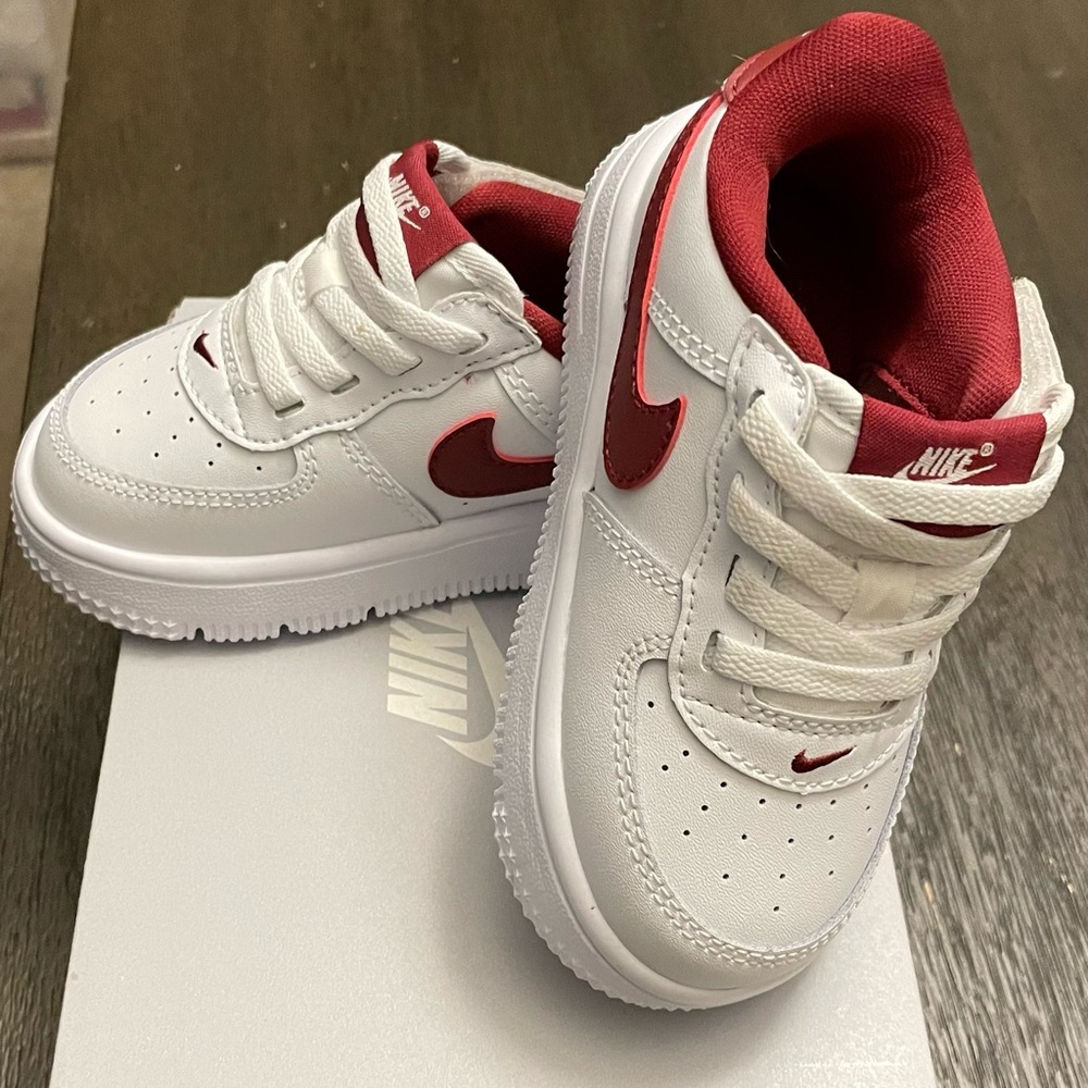 Nike Force 1 Low EasyOn Baby/Toddler Shoes (7c - white/team red)